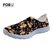 Load image into Gallery viewer, Youwuji Fashion Flats Ladies Shoes Fashion Casual Sneakers Black Women Cartoon Cute Nurse Bear Pattern Light Mesh Shoes for Female
