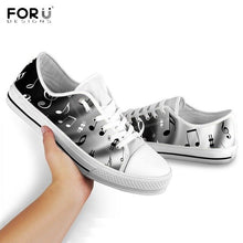 Load image into Gallery viewer, Youwuji Fashion Black White Music Notes Printed Low Top Canvas Shoes Women Sneakers Spring/Autumn Female Footwear Girl Ladies Shoes
