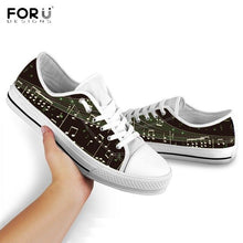 Load image into Gallery viewer, Youwuji Fashion Black White Music Notes Printed Low Top Canvas Shoes Women Sneakers Spring/Autumn Female Footwear Girl Ladies Shoes
