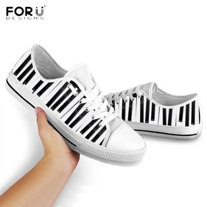 Youwuji Fashion Black White Music Notes Printed Low Top Canvas Shoes Women Sneakers Spring/Autumn Female Footwear Girl Ladies Shoes