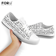 Load image into Gallery viewer, Youwuji Fashion Black White Music Notes Printed Low Top Canvas Shoes Women Sneakers Spring/Autumn Female Footwear Girl Ladies Shoes
