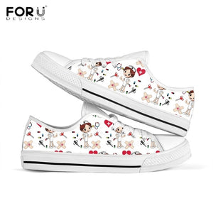 Youwuji Fashion Cute Cartoon Nursing Shoes for Women Sneakers Funny Ladies Nurse Shoes Casual Spring/Autumn Female Canvas Footwear