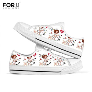 Youwuji Fashion Cute Cartoon Nursing Shoes for Women Sneakers Funny Ladies Nurse Shoes Casual Spring/Autumn Female Canvas Footwear