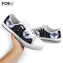Load image into Gallery viewer, Youwuji Fashion 3D Music Notes DJ Pattern Woman Low Top Canvas Shoes 2019 New Lace Up Sneakers Woman Breathable Casual Ladies Shoes
