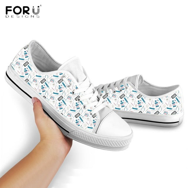 Youwuji Fashion Cute Cartoon Teeth/Tooth/Dental/Dentist Print Woman Low Top Canvas Shoes Spring/Autumn Ladies Shoes Casual Sneakers