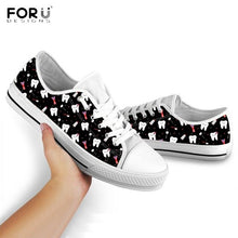 Load image into Gallery viewer, Youwuji Fashion Cute Cartoon Teeth/Tooth/Dental/Dentist Print Woman Low Top Canvas Shoes Spring/Autumn Ladies Shoes Casual Sneakers
