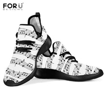 Load image into Gallery viewer, Youwuji Fashion Sweet Music Notes Printed Women Mesh Knit Sneakers Casual White Lace Up Ladies Shoes Lightweight Spring/Autumn Shoe
