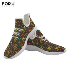 Load image into Gallery viewer, Youwuji Fashion Sweet Music Notes Printed Women Mesh Knit Sneakers Casual White Lace Up Ladies Shoes Lightweight Spring/Autumn Shoe
