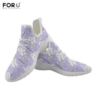 Youwuji FashionCute Cartoon Teeth/Dental/Dentist Equipment Printing Shoes Woman Casual Flats Sneakers Pink Ladies Spring Footwear