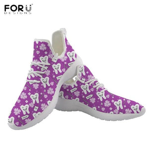 Youwuji FashionCute Cartoon Teeth/Dental/Dentist Equipment Printing Shoes Woman Casual Flats Sneakers Pink Ladies Spring Footwear