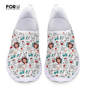 Youwuji Fashion 2020 New Cartoon Nurse Doctor Printing Ladies Slip On Shoes Casual Spring/Autumn Female+Shoe Nursing Flats Sneakers
