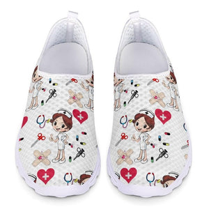 Youwuji Fashion 2020 New Cartoon Nurse Doctor Printing Ladies Slip On Shoes Casual Spring/Autumn Female+Shoe Nursing Flats Sneakers