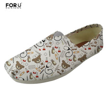 Load image into Gallery viewer, Youwuji Fashion White Cute Nurse Bear Pattern Women Flats Shoes Thomas Canvas Casual Shoes for Female Comfortable Flat Women&#39;s Lazy
