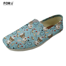 Load image into Gallery viewer, Youwuji Fashion White Cute Nurse Bear Pattern Women Flats Shoes Thomas Canvas Casual Shoes for Female Comfortable Flat Women&#39;s Lazy
