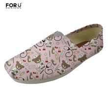 Load image into Gallery viewer, Youwuji Fashion White Cute Nurse Bear Pattern Women Flats Shoes Thomas Canvas Casual Shoes for Female Comfortable Flat Women&#39;s Lazy
