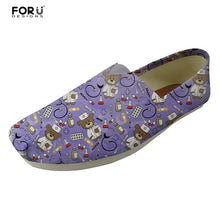 Load image into Gallery viewer, Youwuji Fashion White Cute Nurse Bear Pattern Women Flats Shoes Thomas Canvas Casual Shoes for Female Comfortable Flat Women&#39;s Lazy
