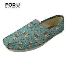 Load image into Gallery viewer, Youwuji Fashion Fashion Girls Canvas Flats Shoes Cute Bear Nurses Print Brand Designer Casual Women&#39;s Loafers Shoes Female Leisure
