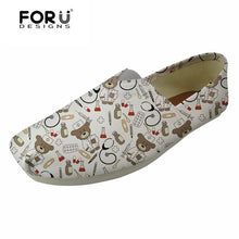 Load image into Gallery viewer, Youwuji Fashion Fashion Girls Canvas Flats Shoes Cute Bear Nurses Print Brand Designer Casual Women&#39;s Loafers Shoes Female Leisure
