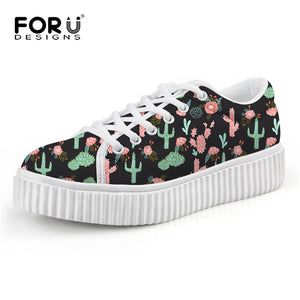 Youwuji Fashion Autumn Winter Cactus 3D Pattern Women's Flats Casual Shoes Height Increasing Low Top Platform Shoes Zapatos