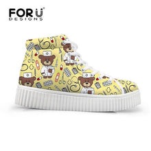 Load image into Gallery viewer, Youwuji Fashion Cute Nurse Bear Casual Brand Women&#39;s Flats Shoes High Top Height Increasing Women Ankle Boots Flats Platform Zapatos
