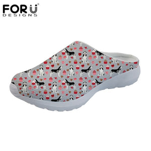 Youwuji Fashion Women Sandals Cute Women's Husky Floral Style 3D Printed Casual Home Slippers for Ladies Flats Beach Female Sandals