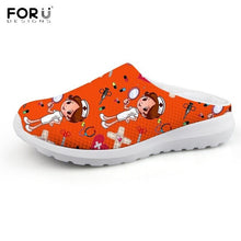 Load image into Gallery viewer, Youwuji Fashion Cute Cartoon Nurse Doctor Pattern Women Flip Flop Casual Summer Beach Slippers Lightweight Female Mesh Home Shoes
