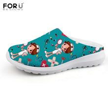 Load image into Gallery viewer, Youwuji Fashion Cute Cartoon Nurse Doctor Pattern Women Flip Flop Casual Summer Beach Slippers Lightweight Female Mesh Home Shoes
