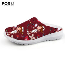 Load image into Gallery viewer, Youwuji Fashion Cute Cartoon Nurse Doctor Pattern Women Flip Flop Casual Summer Beach Slippers Lightweight Female Mesh Home Shoes
