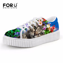 Load image into Gallery viewer, Youwuji Fashion Breathable Women Shoes Flat Platform Shoes Teenage Girls 3D Pet Cat Print Spring Autumn Flats Female Casual Thick Creepers Shoes
