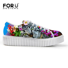 Load image into Gallery viewer, Youwuji Fashion Breathable Women Shoes Flat Platform Shoes Teenage Girls 3D Pet Cat Print Spring Autumn Flats Female Casual Thick Creepers Shoes
