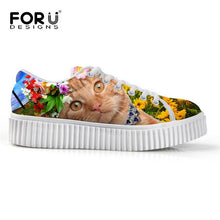 Load image into Gallery viewer, Youwuji Fashion Breathable Women Shoes Flat Platform Shoes Teenage Girls 3D Pet Cat Print Spring Autumn Flats Female Casual Thick Creepers Shoes
