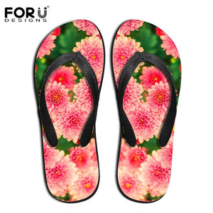 Yowuji Fashion Women's Slippers Fashion Woman Summer Beach Sandals Female Flower Patter Flip Flops Leisure Flats Shoes Flip-Flops