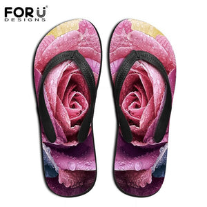 Yowuji Fashion Women's Slippers Fashion Woman Summer Beach Sandals Female Flower Patter Flip Flops Leisure Flats Shoes Flip-Flops