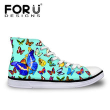 Load image into Gallery viewer, Youwuji Fashion Pink 3D Animal Butterfly Print Spring Women&#39;s Vulcanized Shoes Women High Top Casual Canvas Shoes Lace-up Lady Shoe
