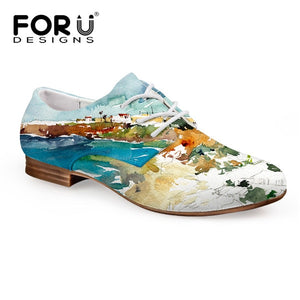 Youwuji Fashion Fashion Oxford Shoes Women 3D Painting Prints Women's Flats Oxfords Leather Shoes for Ladies Lace-up Casual Shoes