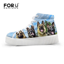 Load image into Gallery viewer, Youwuji Fashion Stylish Womens High Top Platform Shoes,Cute Pet Cat Blue Denim Printed Shoes for Ladies,Casual Lace-up Shoes Flats
