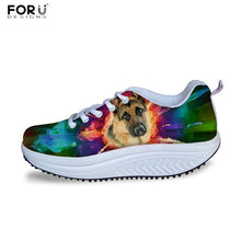 Load image into Gallery viewer, Youwuji Fashion Cute Animal Husky Prints Women Height Increasing Shoes 3D Galaxy Female Casual Swing Shoes Flats for Ladies Slimming

