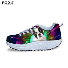 Load image into Gallery viewer, Youwuji Fashion Cute Animal Husky Prints Women Height Increasing Shoes 3D Galaxy Female Casual Swing Shoes Flats for Ladies Slimming
