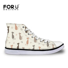 Load image into Gallery viewer, Youwuji Fashion Cartoon Animal Cat Cute Sneakers Woman Autumn New Fashion High Top Women Canvas Vulcanize Shoes High-top Ladies 2018
