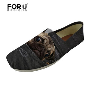 Youwuji Fashion Fashion Girls Casual Flats Shoes Cute Denim Animal Puppy Dog Cat Printed Women's Leisure Canvas Shoes Lover Zapatos