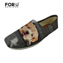 Load image into Gallery viewer, Youwuji Fashion Fashion Girls Casual Flats Shoes Cute Denim Animal Puppy Dog Cat Printed Women&#39;s Leisure Canvas Shoes Lover Zapatos
