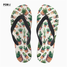 Load image into Gallery viewer, Yowuji Fashion Fashion Green Cactus Printing Women&#39;s Slippers Flip Flops Flats Home Teen Girls Slip-on Sandals Flipflops for Ladies
